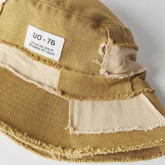 WOMEN'S URBAN OUTFITTERS UO FRAYED PATCHWORK BUCKET HAT WOMENS ONE SIZE - Picture 3 of 5